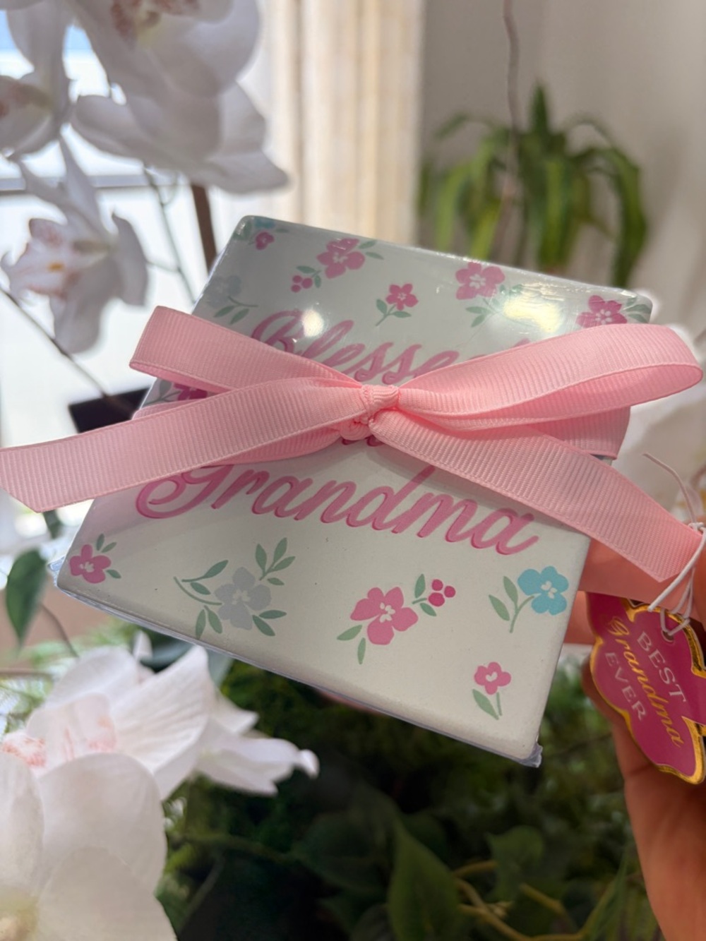 Grandma Floral Pink Mug with ceramic coaster -20oz - Picture 2 of 6